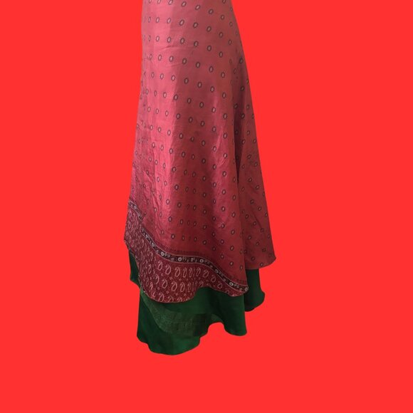 Two and Three-Layer Silk Sari Wrap Skirt | Multi-Style | Recycled Silk - Picture 4 of 11